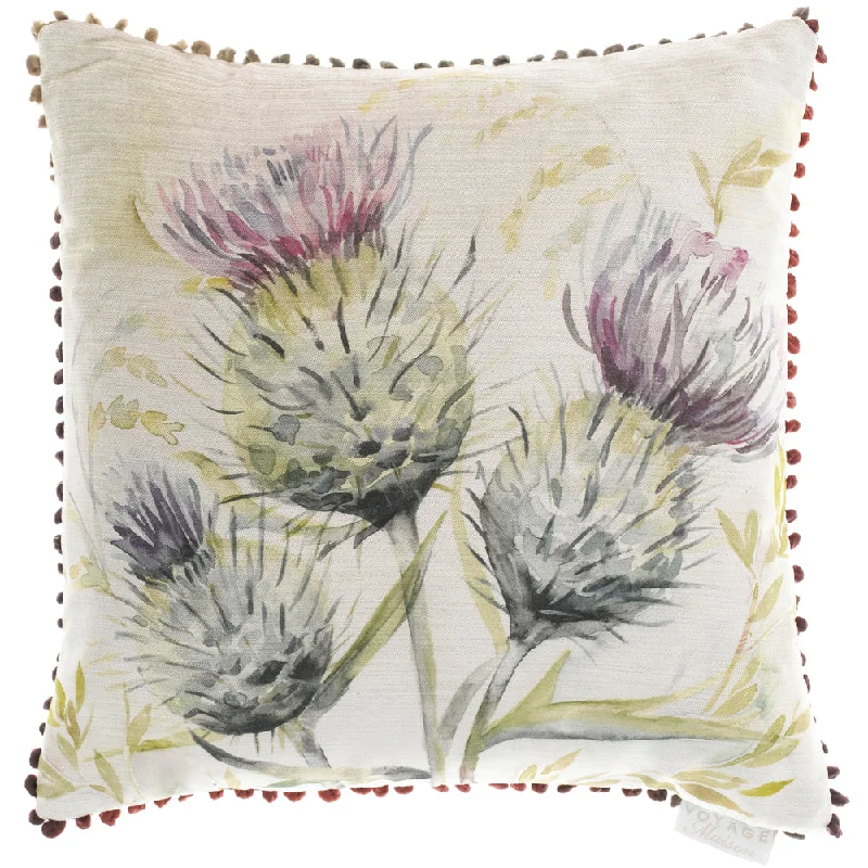 Thistle Velvet Feather Cushion Natural