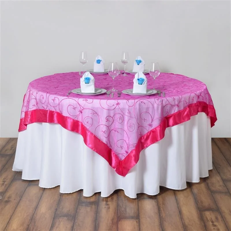 60" x 60" Embroidered Organza Table Overlay