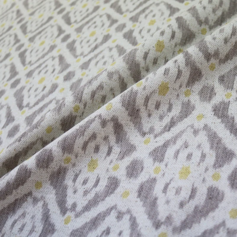 Home Furnishing Ikat Linen Mix Geometric - Stevie in Taupe/Yellow