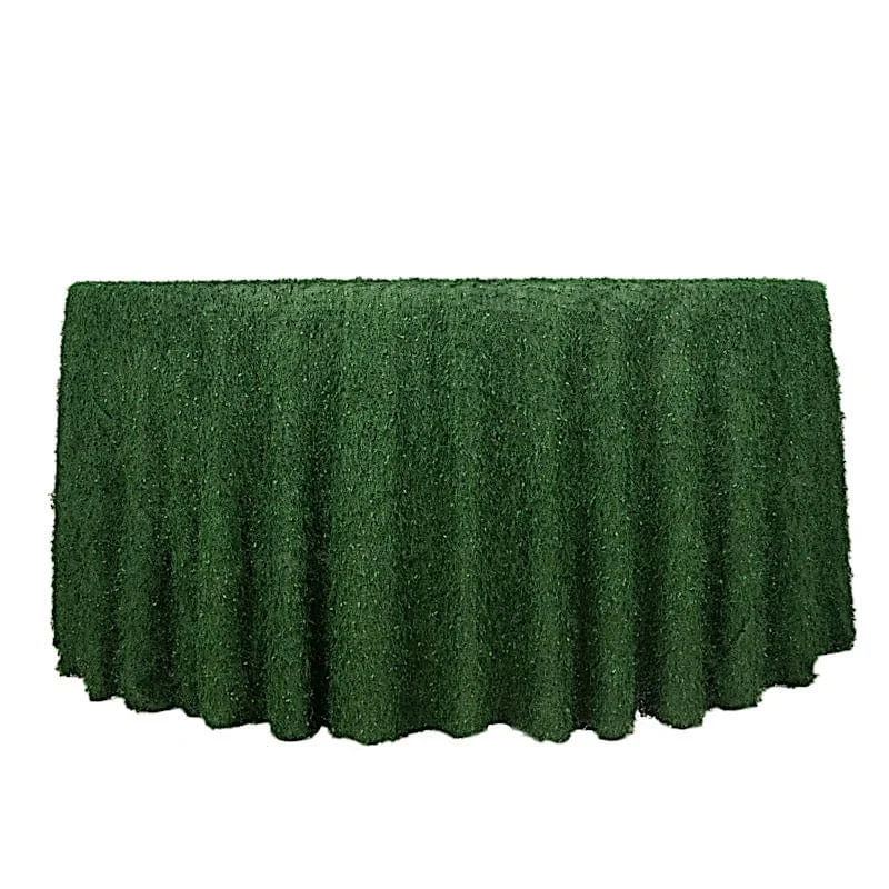 120" Polyester Round Tablecloth with Shaggy Fringe