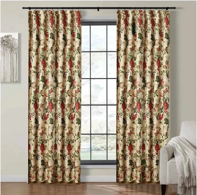 Astor Rideaux Fall Floral Print Curtains - Beige