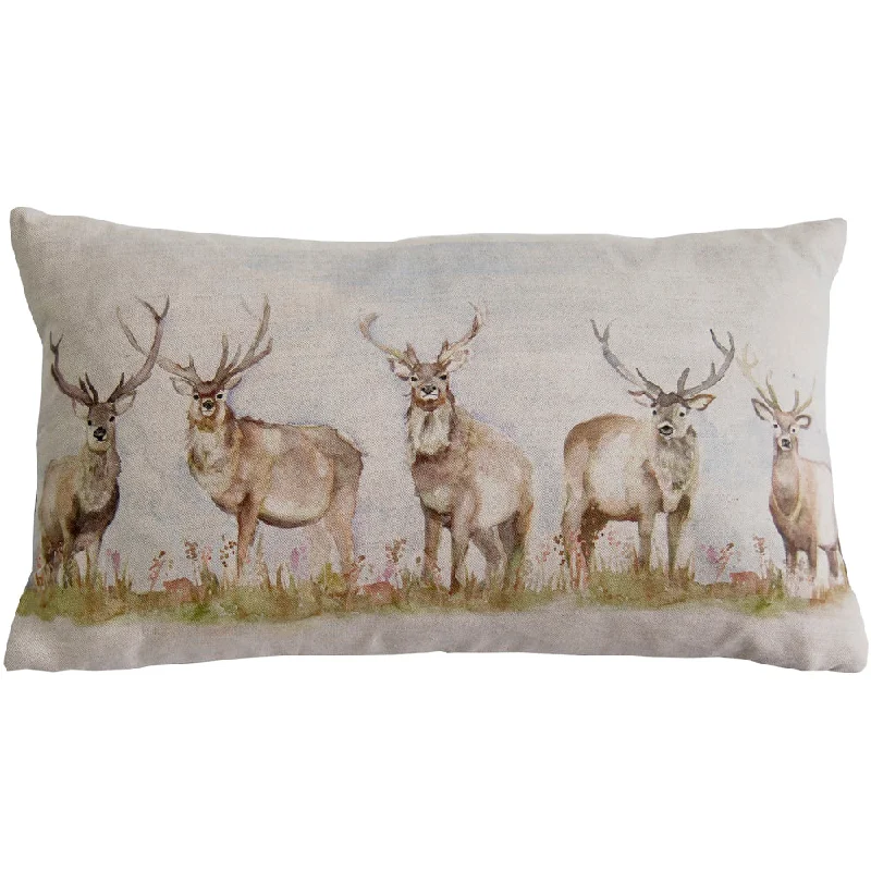 Moorland Stag Printed Cushion Natural