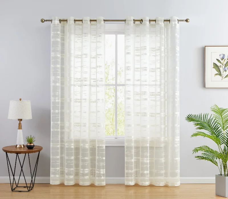 Broadway Stripe Sheer Grommet Curtain Panels