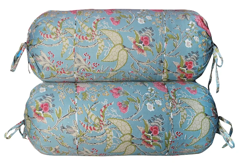 100% Cotton Printed Pipe-In Bolster Covers - Pack of 2