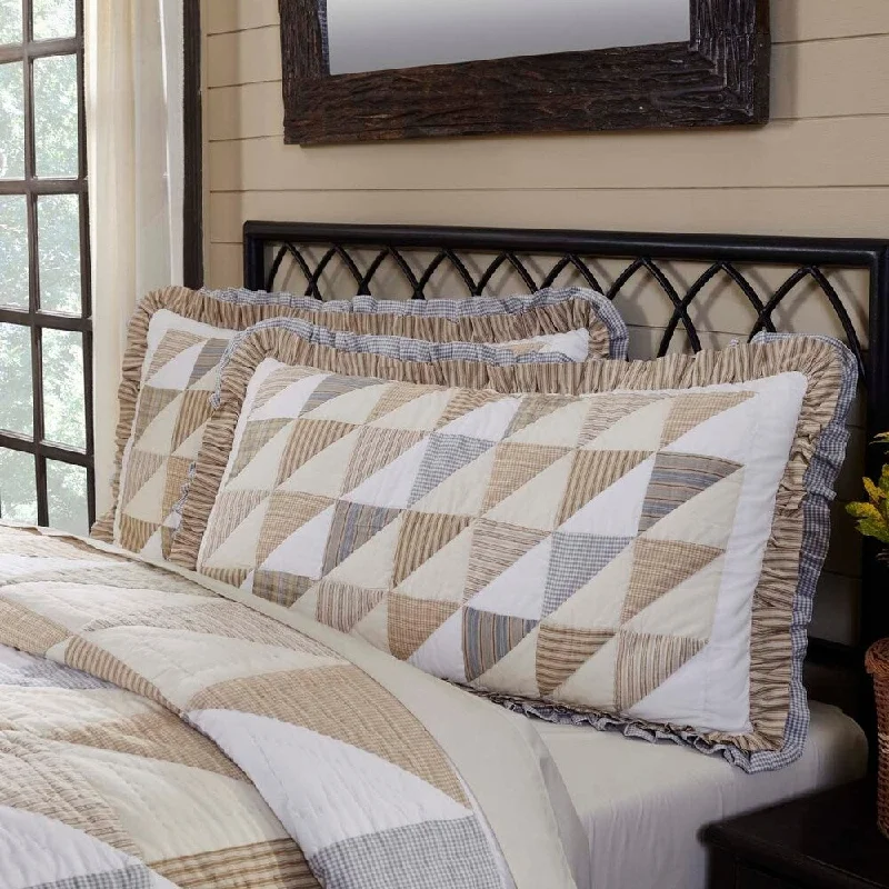 White Farmhouse Bedding VHC Joanna Sham Cotton Geometric