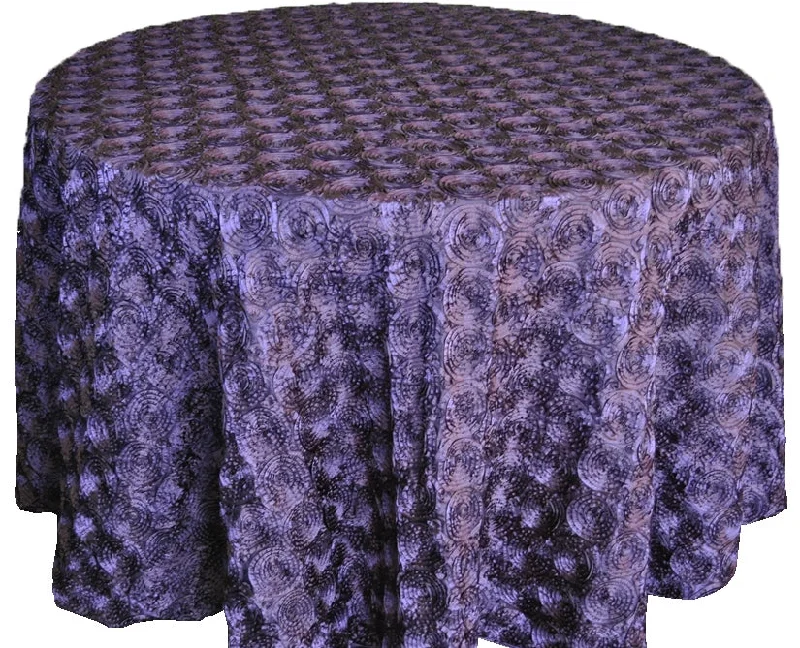 120" Round Satin Rosette Tablecloth - Eggplant (1pc)