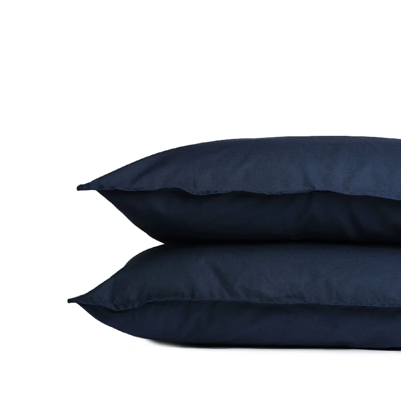 Percale Cotton Pillowcase in Distant Blue (Set of 2)