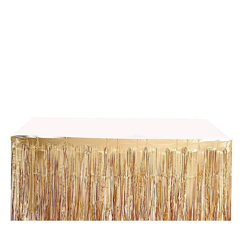 9 ft x 30" Disposable Metallic Foil Fringe Table Skirt