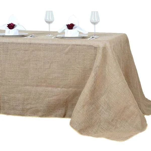 90" x 156" Burlap Rectangular Tablecloth - Natural