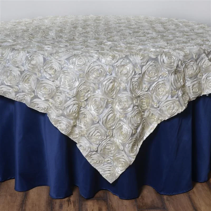 72" x 72" Satin Ribbon Roses Table Overlay